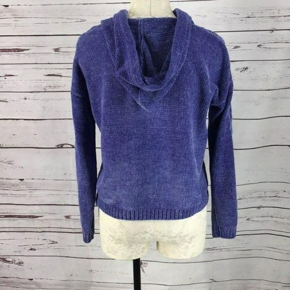 Kensie Purple Metallic Zippered Sweater Hoodie Jacket - Picture 3 of 8